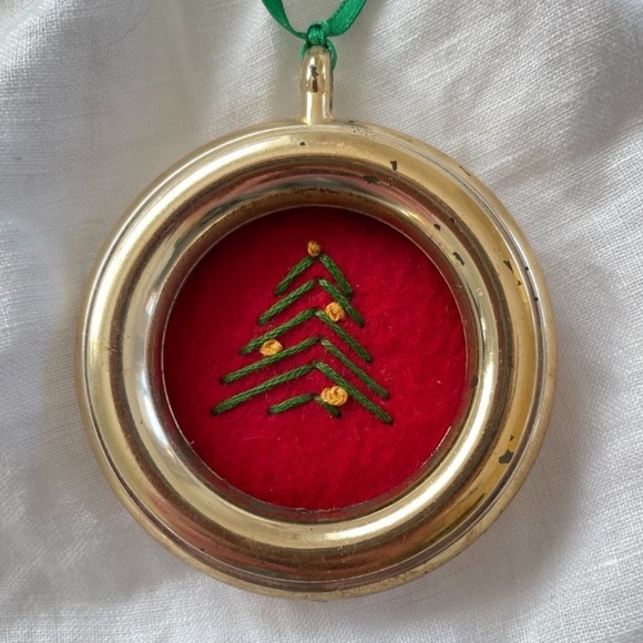 Round Framed Cross Stitch Christmas Ornament - Picture 3 of 12